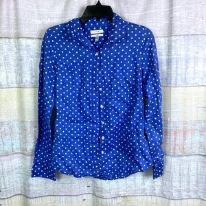 J Crew Perfect Shirt Linen Dot Button Down